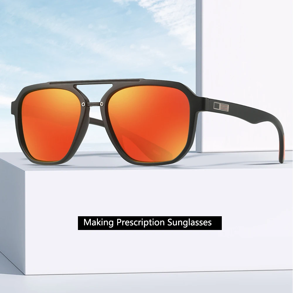 

Polarized Sunglasses Man Woman Customized Optical Prescription Frames Fashion Retro Pilot Double Bridge Driving Cycling Eyewear