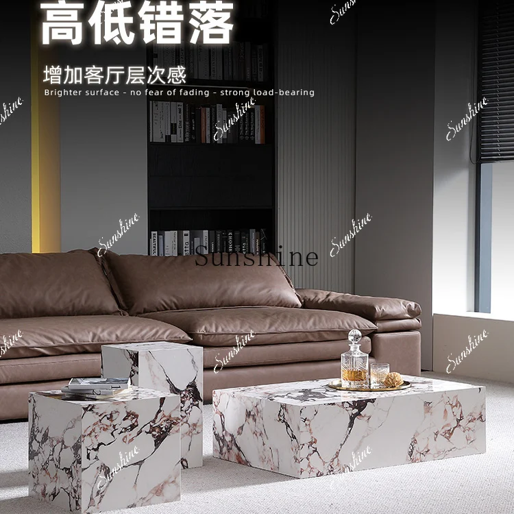 طاولة قهوة مستديرة من الرخام الطبيعي طاولة شاي فنية إيطالية بسيطة FT #1