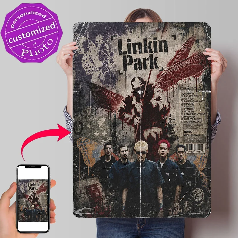 Linkin 3D Printed Texture Poster Personalized Wall Art Retro Metal Tin Signs for Luxury Decoration Home Decorations Decor Room