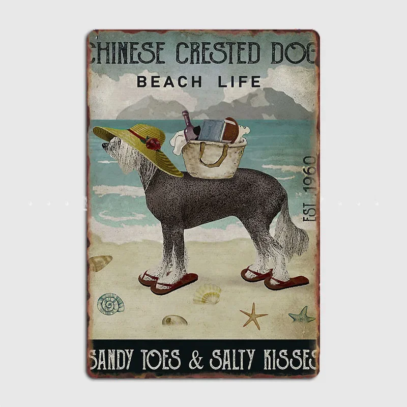 

Chinese Crested Dog Metal Plaque Poster Club Home Decor Cave Classic Plaques Tin Sign Poster Room Wall Decoration