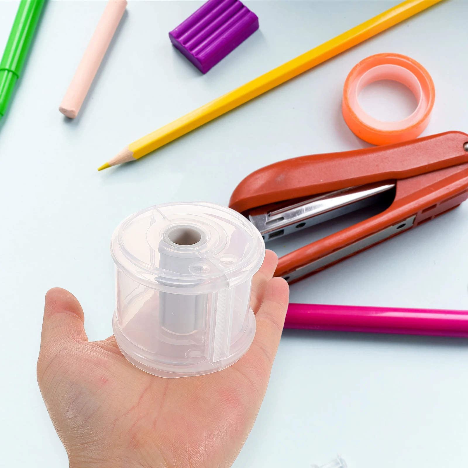 

Portable Tape Dispenser Box Household Plastic Compact Lightweight Storage Holder Roll Tape Accessory for Office