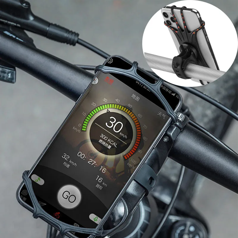

Universal Bicycle Mobile Phone Holder Rotating Silicone Bicycle Phone Holder Motorcycle Handlebar Holder For 4.0-6.0 Inch Phone