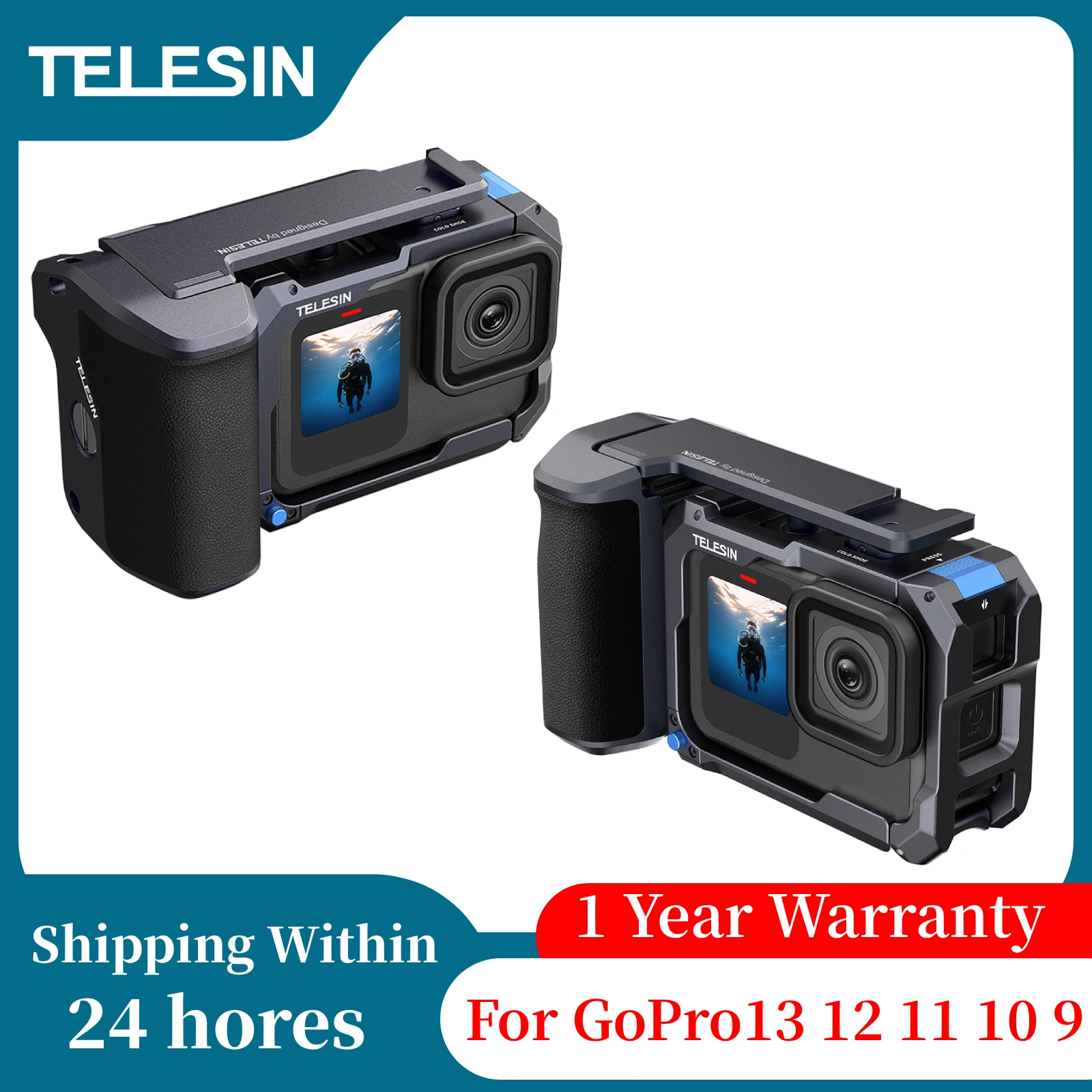 

TELESIN Hand Grip Aid Remote Control StreetGrip Kit Набор клеток для кроликов для Gopro 13 12 11 10 9 Аксессуары Двойной адаптер для холодного башмака