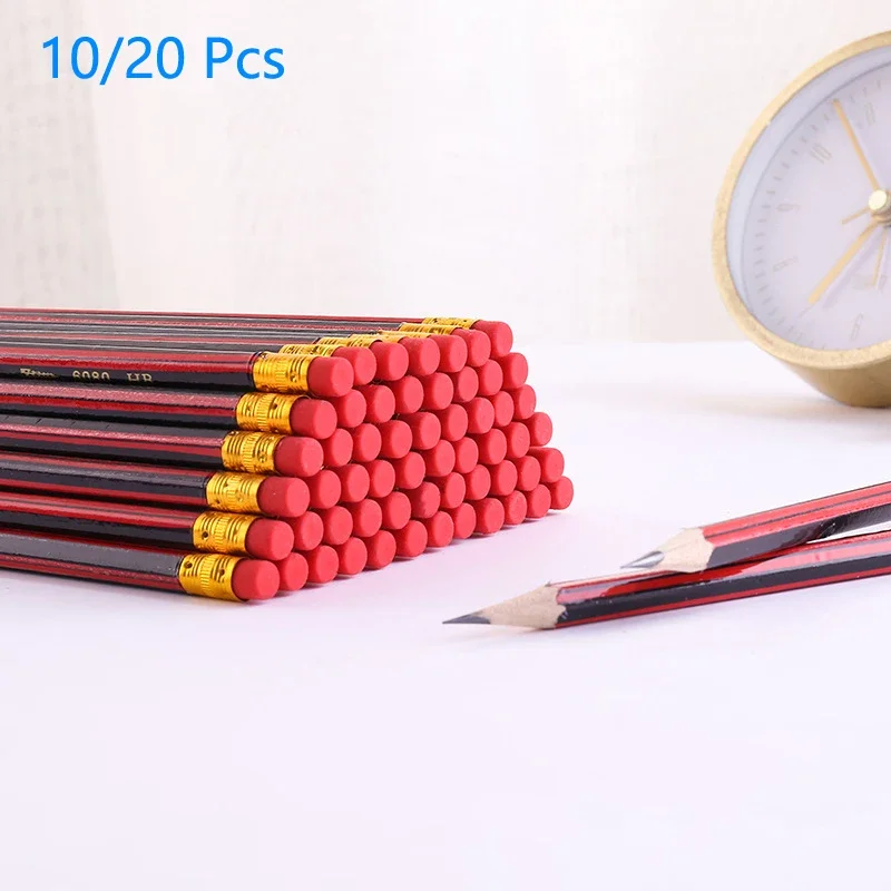 

20/10 Pcs Sketch Pencil Wooden Lead Pencils HB Pencil With Eraser Children Drawing Pencil School Office Writing Stationery