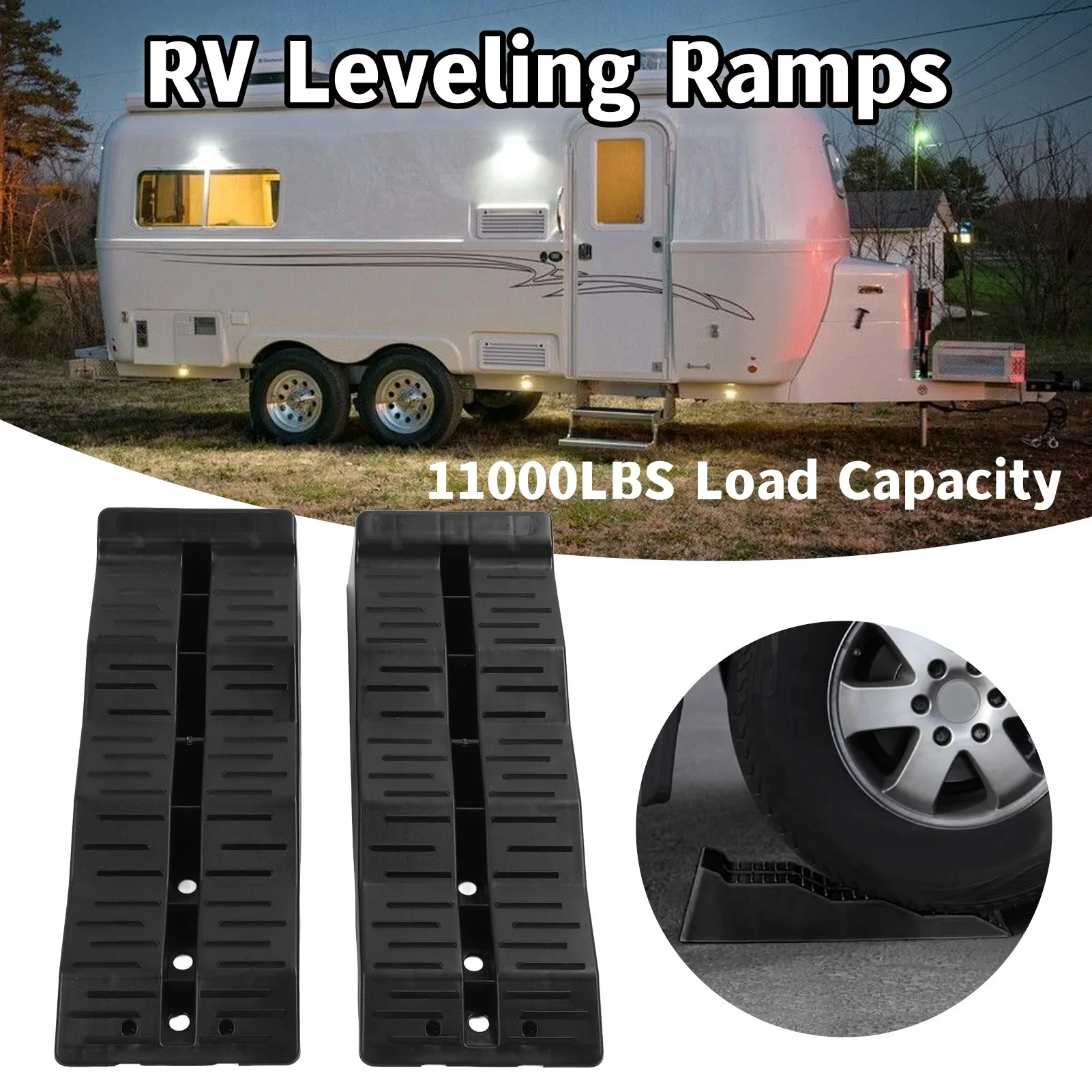 

11000LBS Load Capacity RV Leveler Wheel Chock RV Leveling Ramps Blocks 3 Step for Travel Trailer Campers Truck