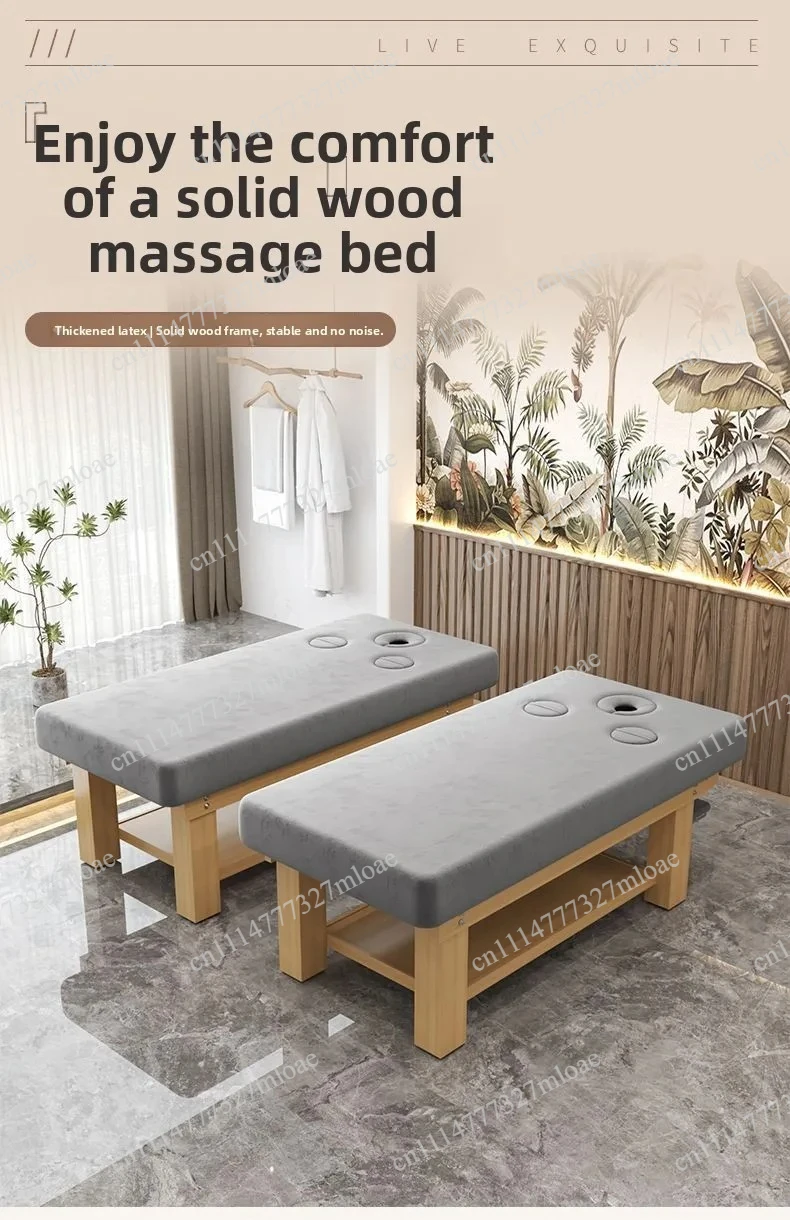 Solid Wood Massage Bed Beauty Salon Treatment Table Chinese Medicine Physiotherapy Thai Moxibustion Beauty Bed Lash Massage Bed