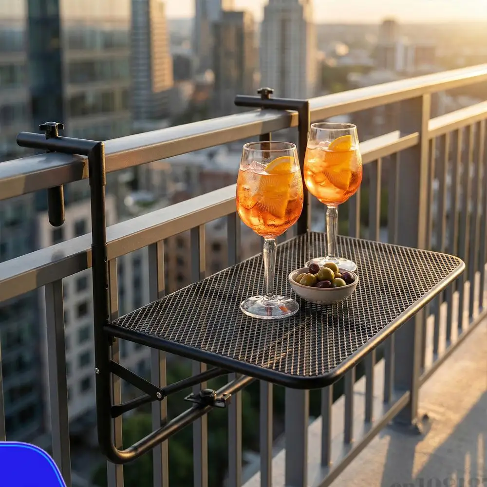 

Balcony Railing Table Folding Outdoor Balcony Railing Desk Adjustable Height Hanging Learning Table for Dining Or Relaxing