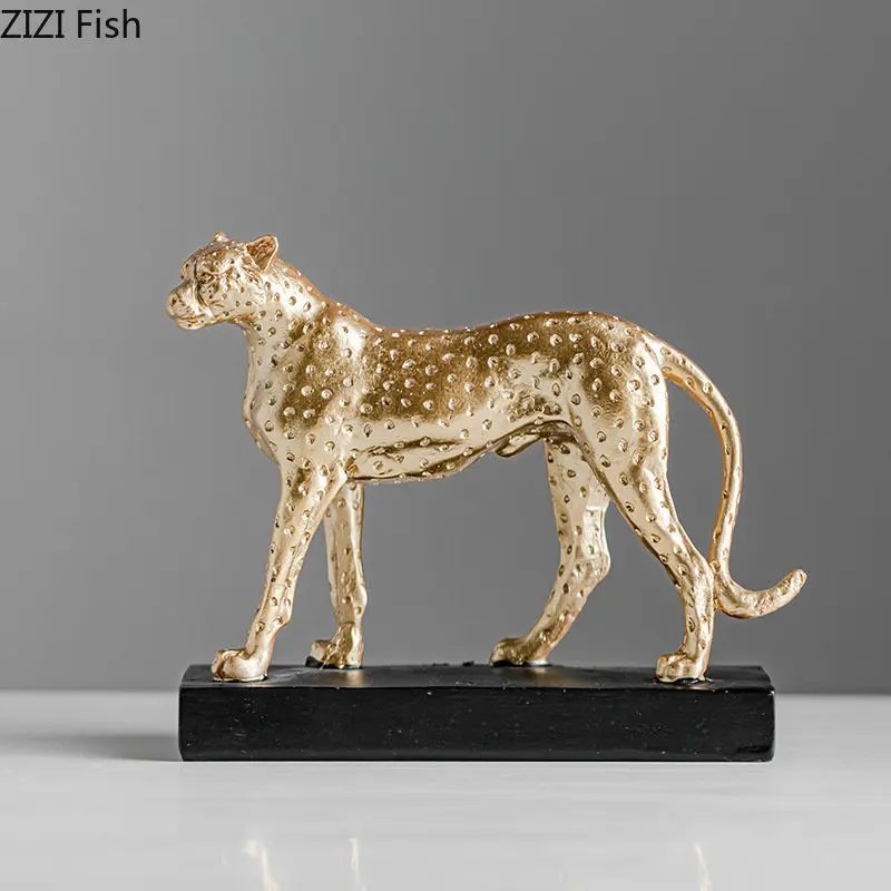 

Resin Animal Sculpture Leopard Cheetah Golden Leopard Simulated Animal Decorative Figurines Home Decoration Accessories