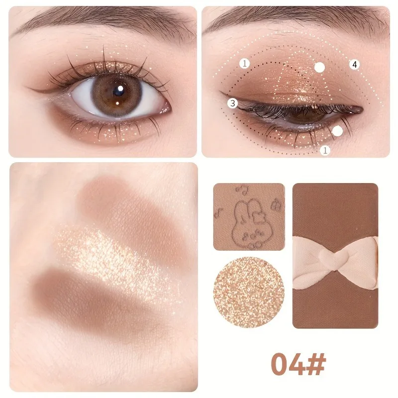 Palette di ombretti a 4 colori Glitter Matte Green Brown Shimmer Ombretto duraturo impermeabile Evidenziatore Cosmetici per il trucco per la festa