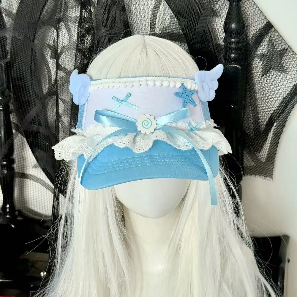 Y2k Girl Angel Wing Peaked Cap Gothic Lolita Punk Water Color Harajuku Sweet Baseball Cap Streetwear Sunscreen Cap Sun Hat