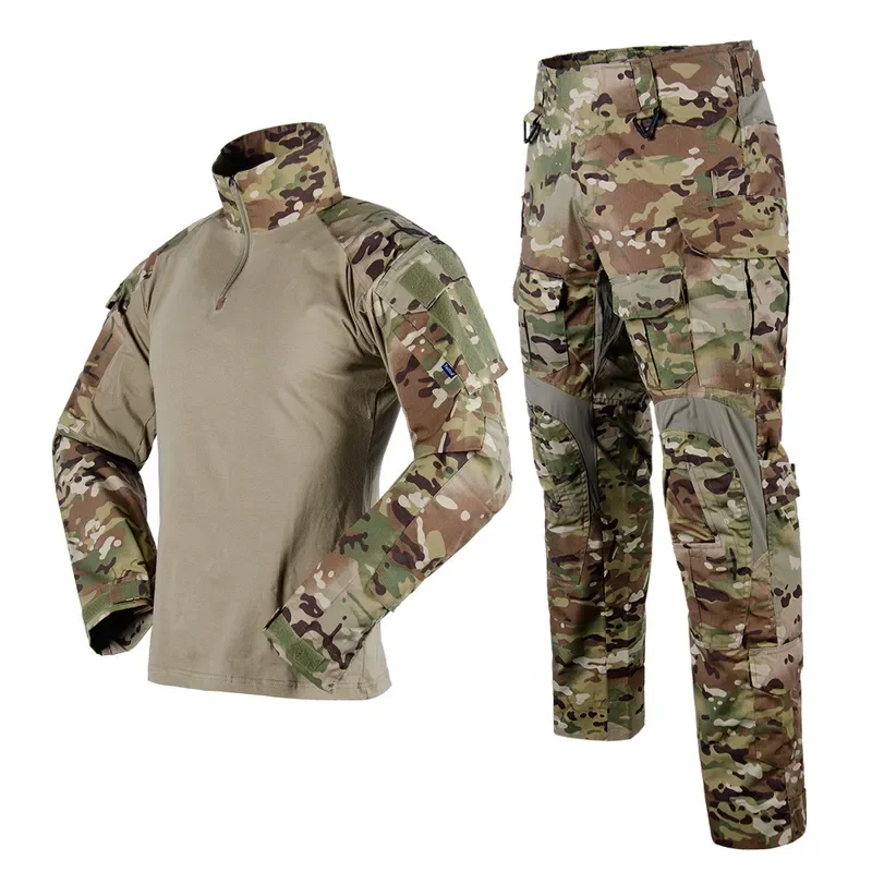 Men Tactical Frog Suit Set G3 Combat Uniform Breathable Camouflage Shirt Pants Outdoor Military Training Gear Scratch