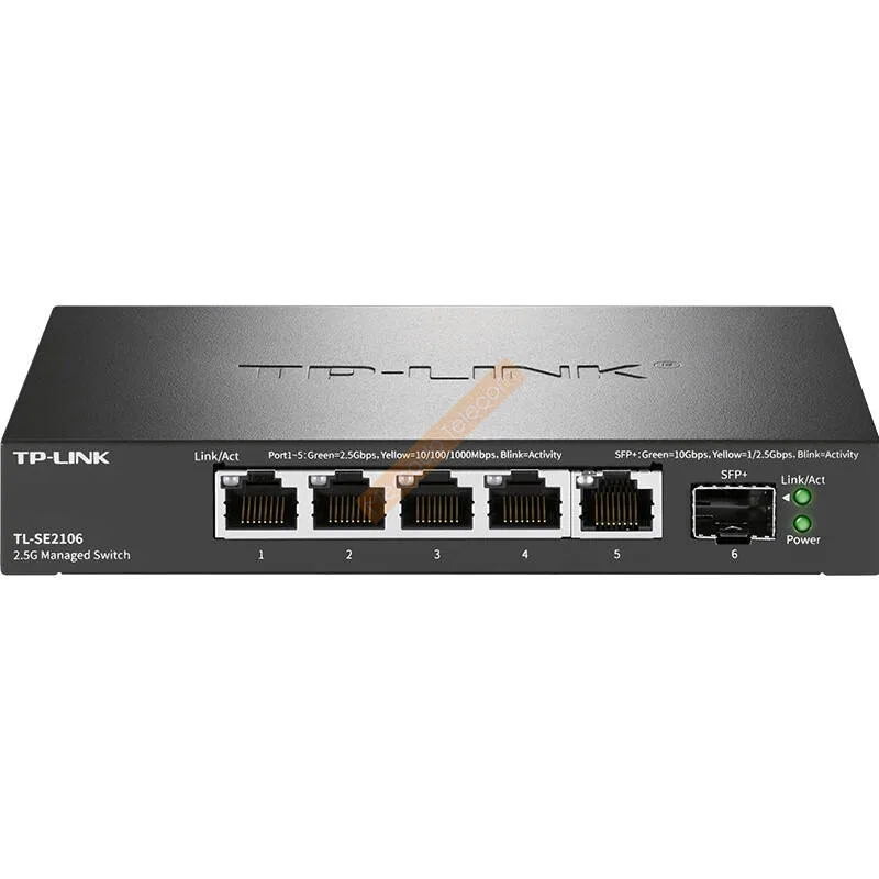 TP-LINK TL-SE2106 2.5G Management Switch, 5 Ports 2.5G+1 Port SFP+, 5*10/100/1000/2500Mbps RJ45, 1*10Gbps SFP+, VLAN Division