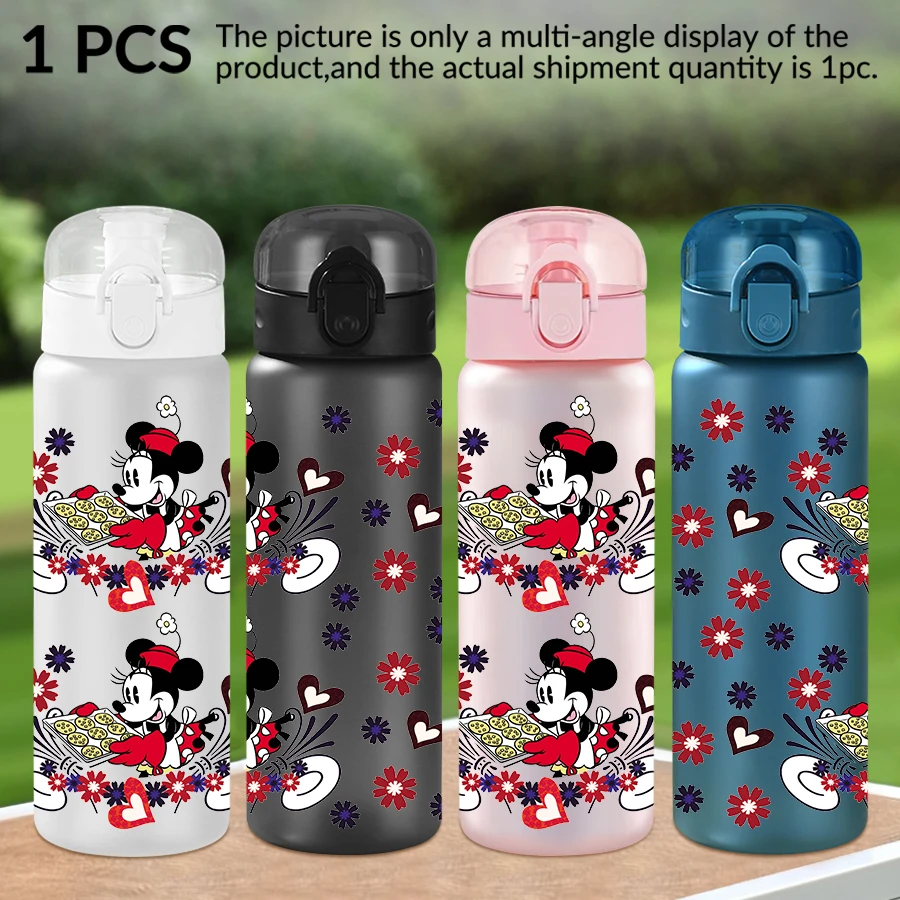 

1Pc Disney, Minnie, 26oz plastic water bottle with flower pattern, outdoor sports water cup birthday/back to school gift