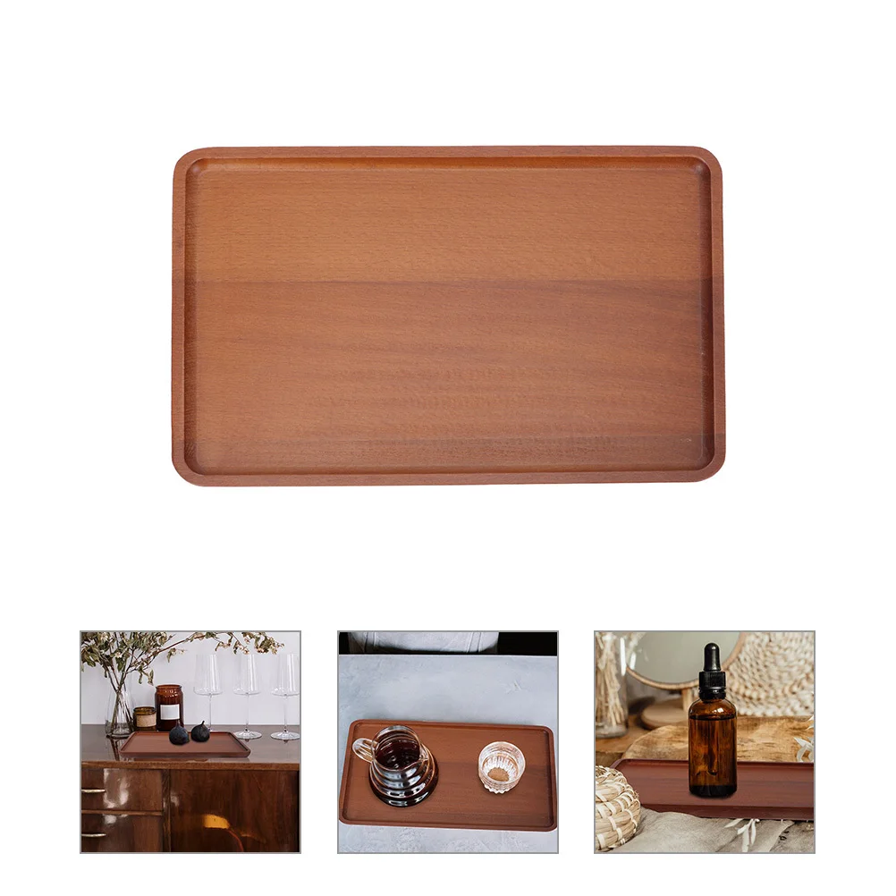 

Rectangular Wooden Serving Tray Large Capacity Food Storage Plate For Tea Snacks Fruits Breakfast Dessert Party Decorative Tray