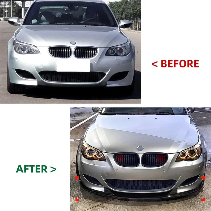 Car Front Bumper Splitter Lip For BMW E60 E61 M5 2005 2006 2007 2008 2009 2010 Gloosy Black Diffuser Spoiler Guard Body Kits