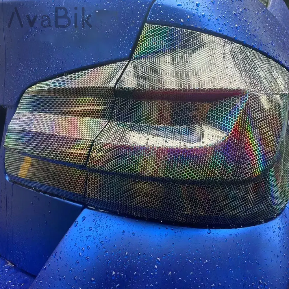 30cm x8m Car Silve Honeycomb Texture Film Tint Vinyl Wrap PVC Hexagon Car Headlight Taillight Sticker Light Film Car Accessories