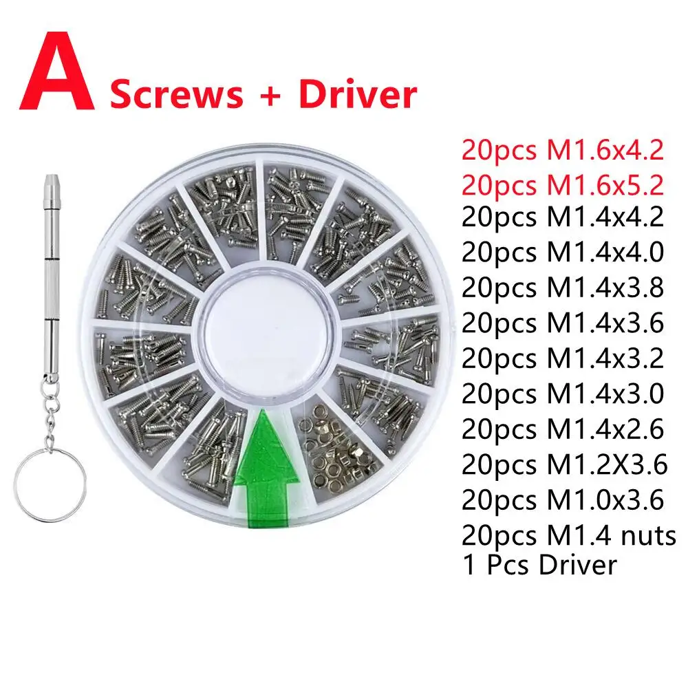240 Pcs Assorted Screws Nuts Mini Small Tornillos 12 Types For Repairing Sunglass Phone Watches Eyeglasses M1 to M1.4