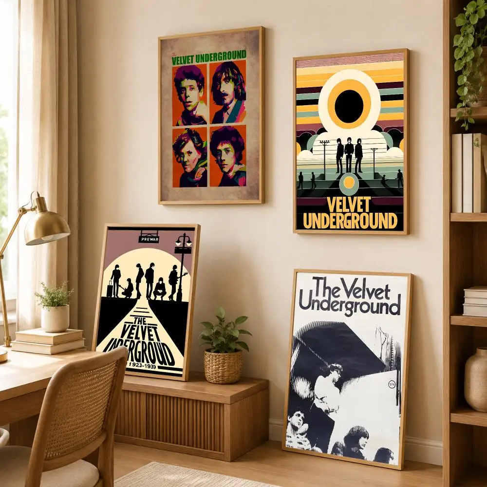 The Velvet U-Underground Poster Stickers HD Painting Self-Adhesive Art for Bedroom Living Room Home Decor Wall Decals Gift