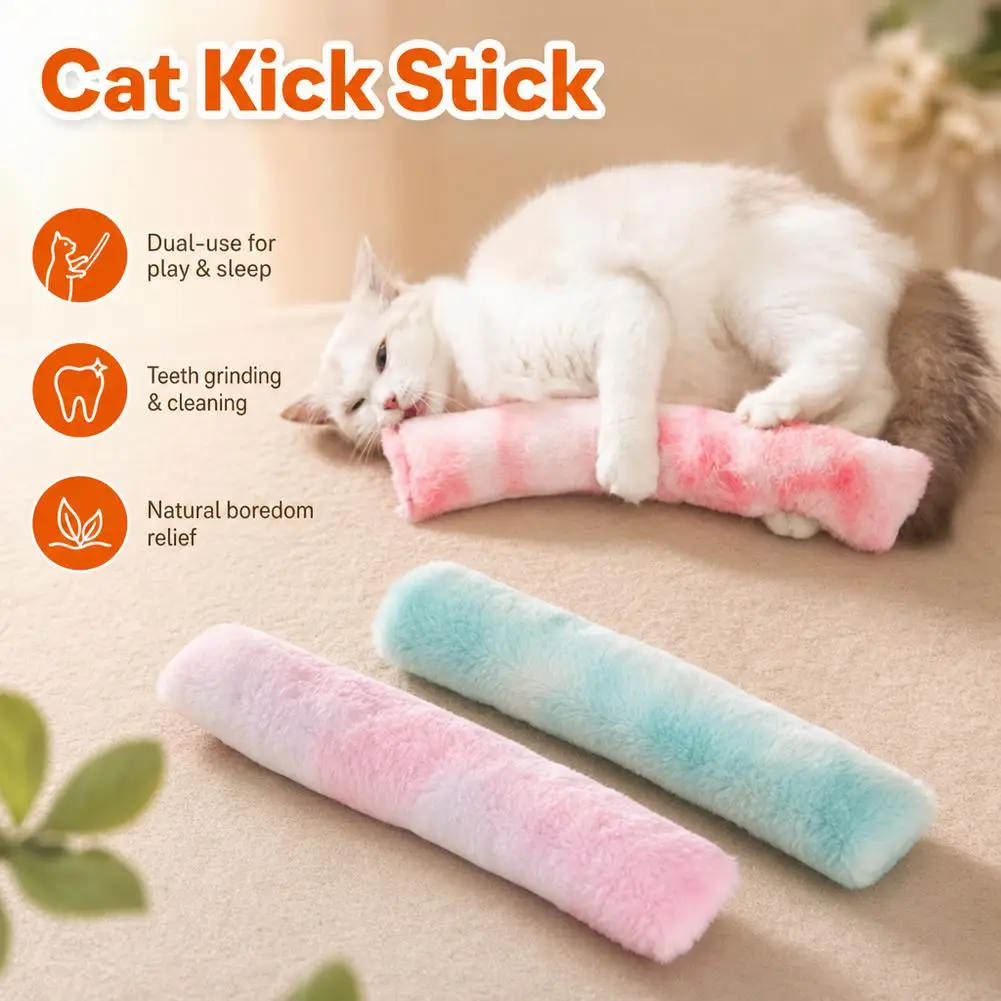 Long Strip Plush Cat Kicker Pillow Toy Bolster Filled Catnip Silvervine Gall Fruit Soft Hug Chew Toy Relieve Separation Anxiety
