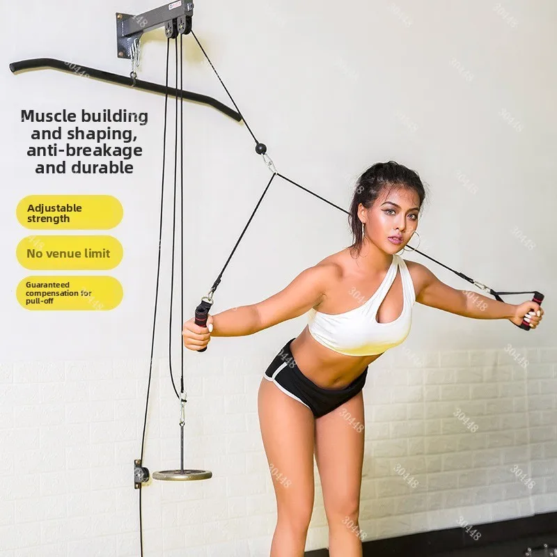 DIY Wall-Mounted Comprehensive Fitness Muscle Trainer: Lat Pulldown, High Pull Down, Wide Back, Shoulder, Chest Press, Triceps