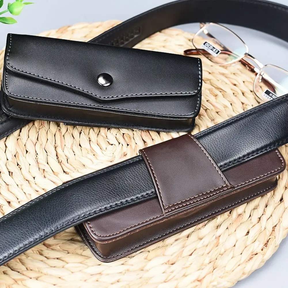 

Elderly People PU Leather Father's Gift Presbyopic Glasses Waistpack Glasses Box Eyeglass Box Sunglasses Case Spectacle Case