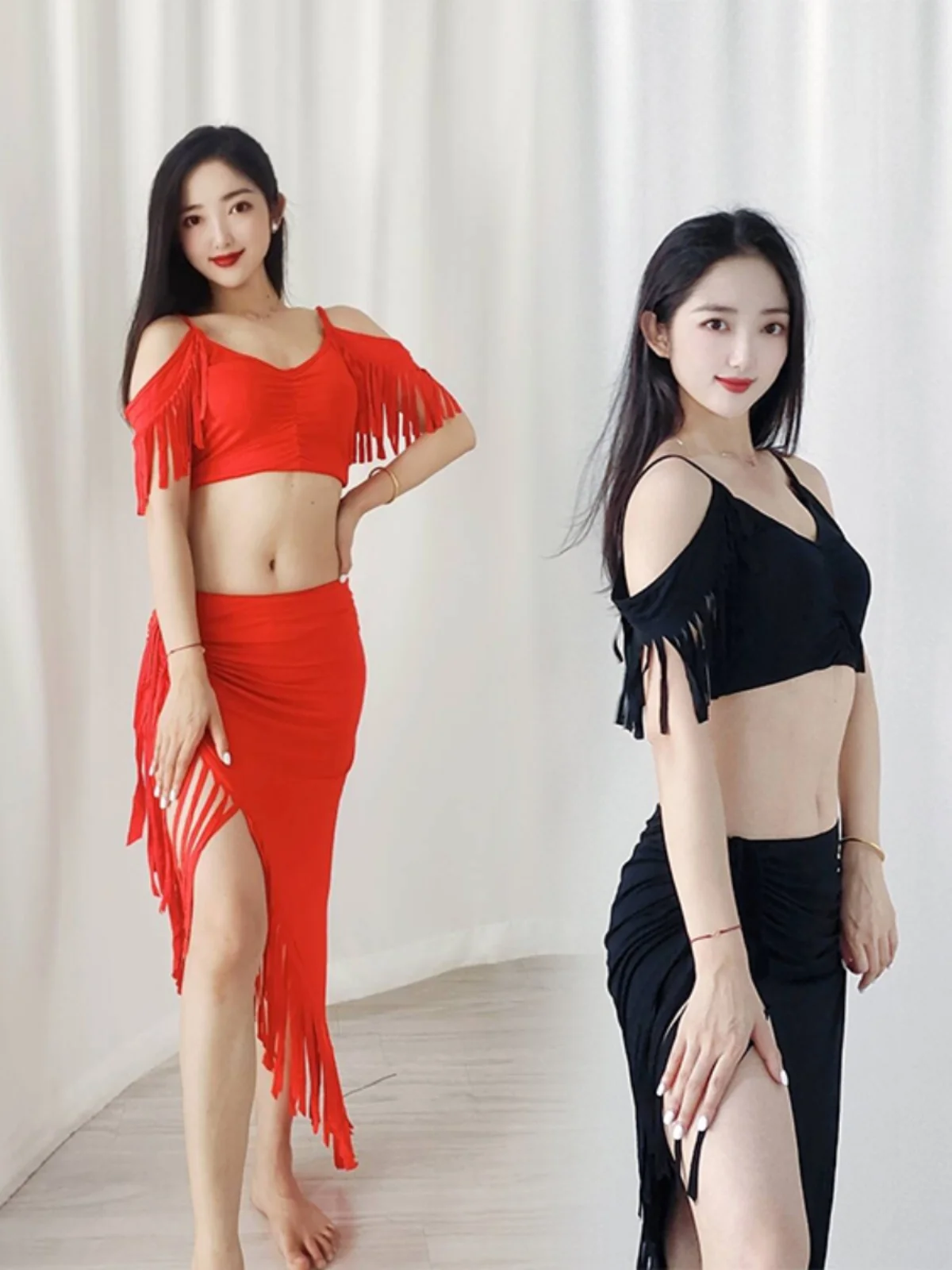 Handmade Tassel Modal Belly Dance Practice Performance Costume Women's Sport Yoga Fitness Fan Goods Belly Dance Set