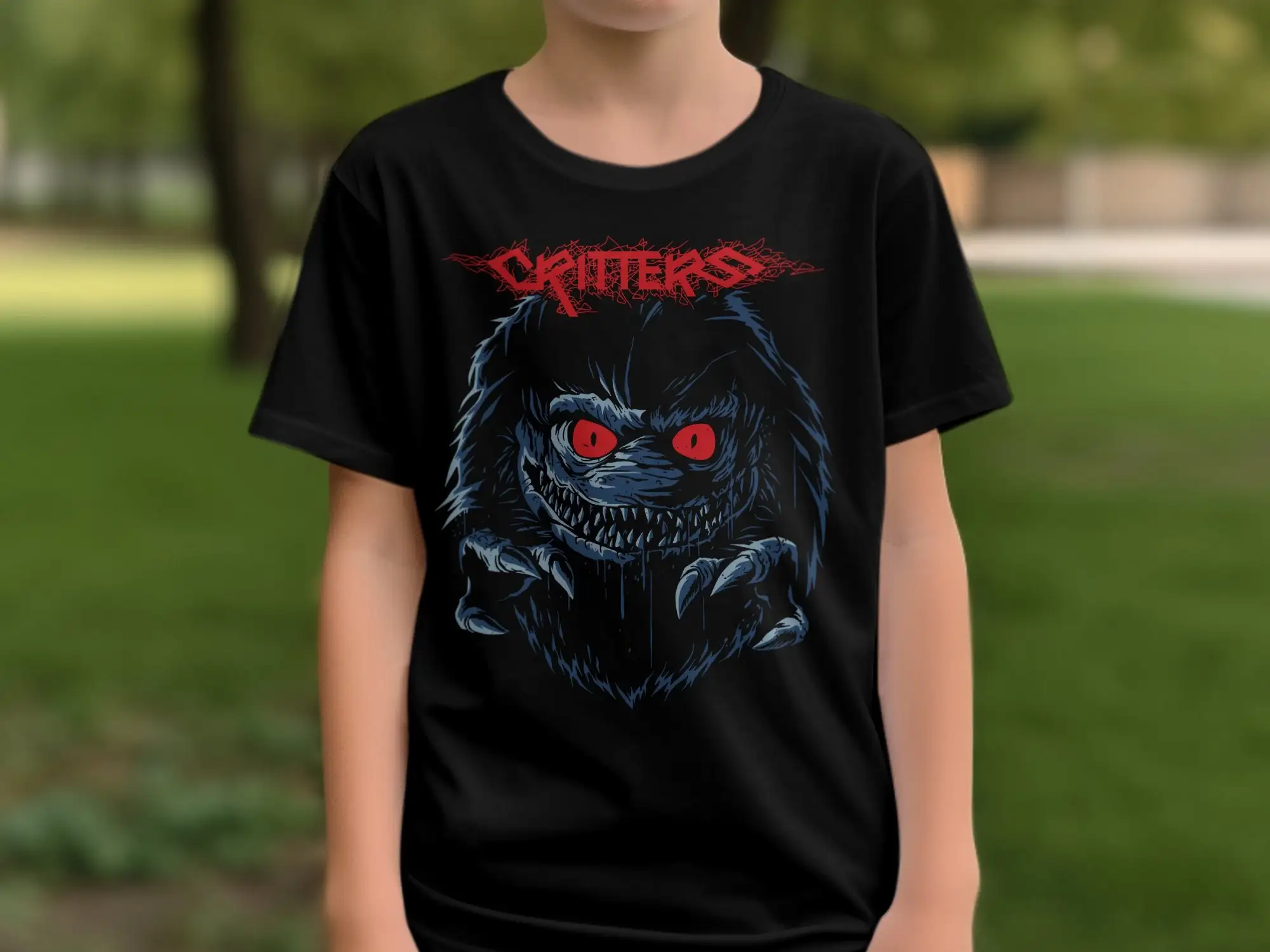 

Critters Retro Movie Poster Horror Fan Kids Novelty T Shirt Slogan