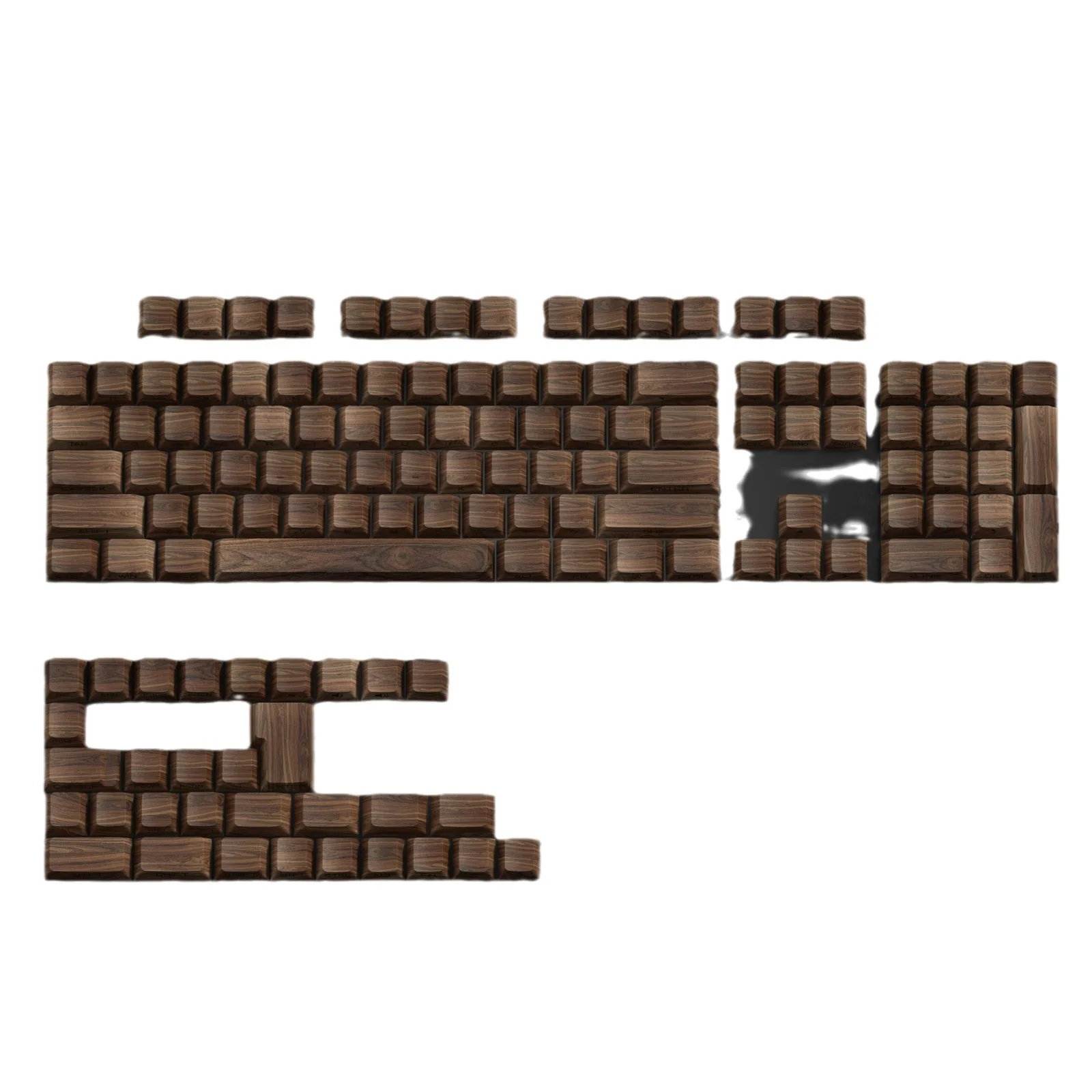 Wood Grain PBT Keycap Set for Mechanical Keyboard,Cherry Profile,South-faced Characters for Backlight,Front Legends