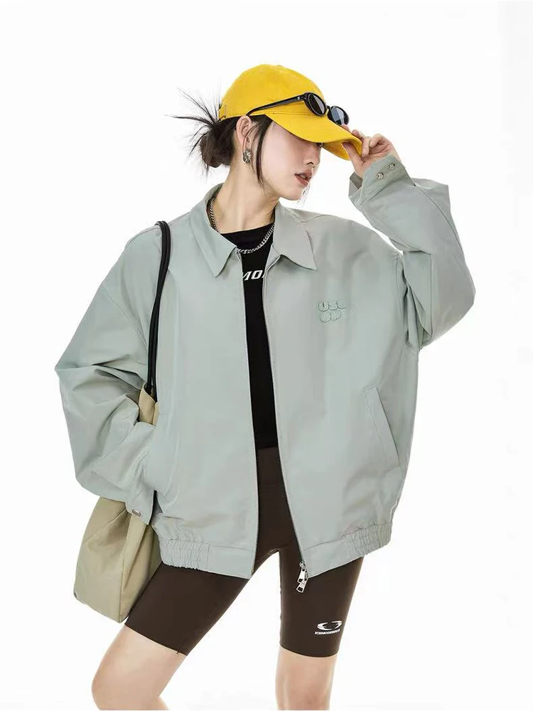 Y2K Autumn Casual Jacket for Women Japanese Loose Lapel Double