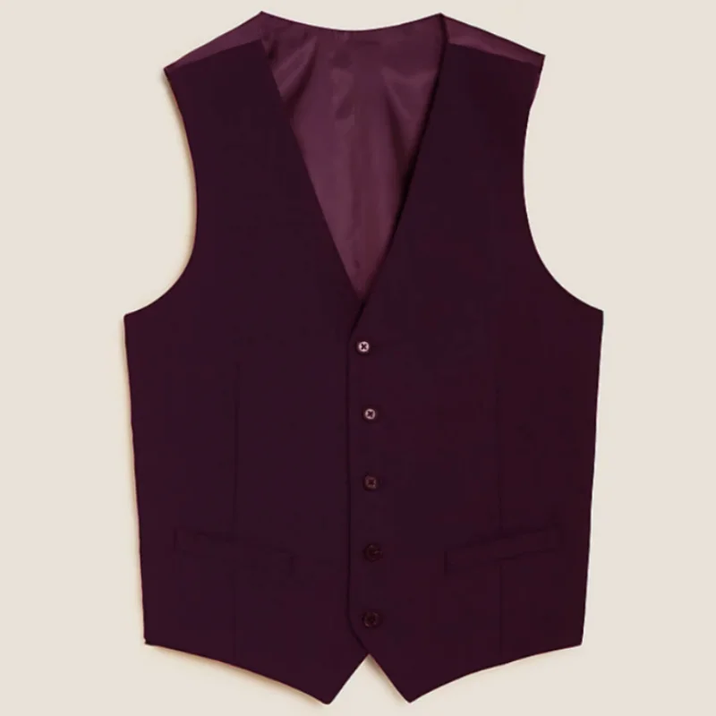 Vest Male V Neck Sleeveless Straight Regular Fit Elegant Suit With Pockets Suitable For Business Casual Wedding Dresses