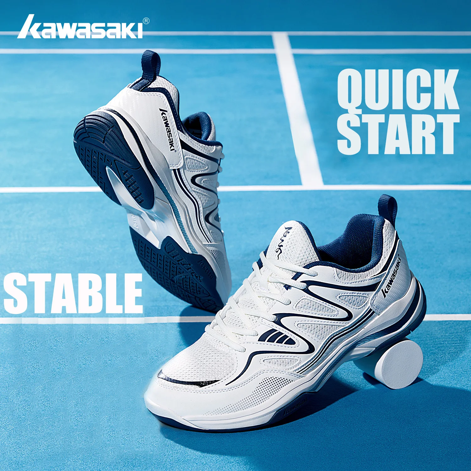 Kawasaki Rubber Sole Non-Marking Badminton Shoes C32016 Carbon Fiber Sheet Inside Professional Anti Torsion Sports Tennis Shoes
