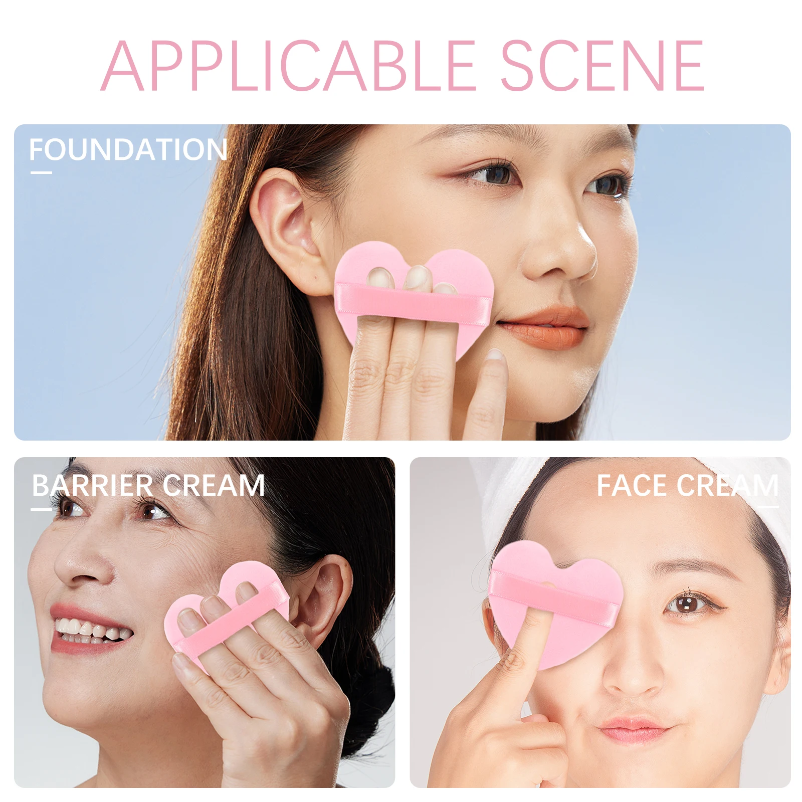 

6 Pcs Heart Shaped Powder Puff Small Makeup for Women Loose Face Flannel Pink Soft Short Velvet