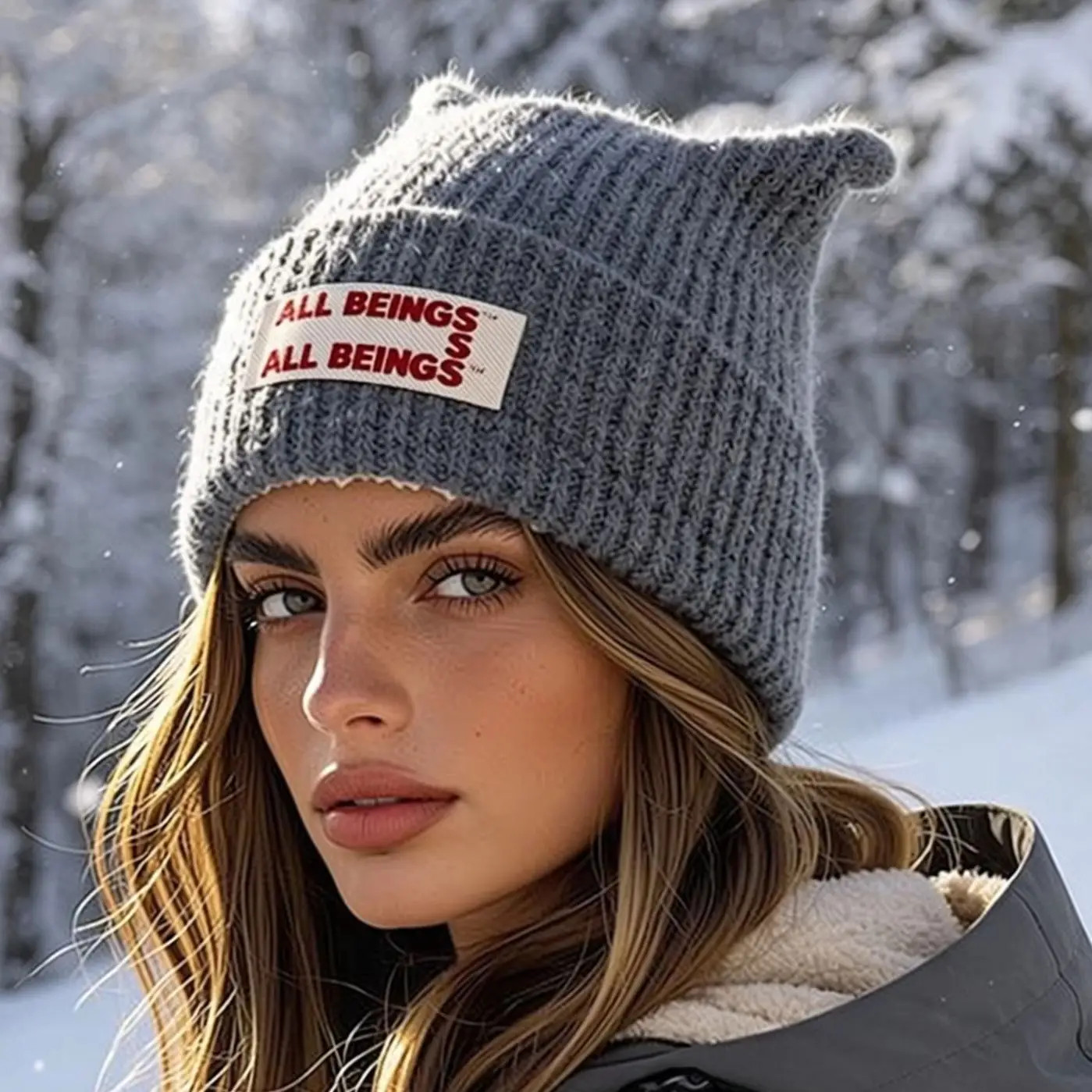 Unique Flat-Top Knitted Hat With Curled Brim, Thick Warm Woolen Cap, Casual Beanie, Versatile For Autumn Winter Daily Outdoor