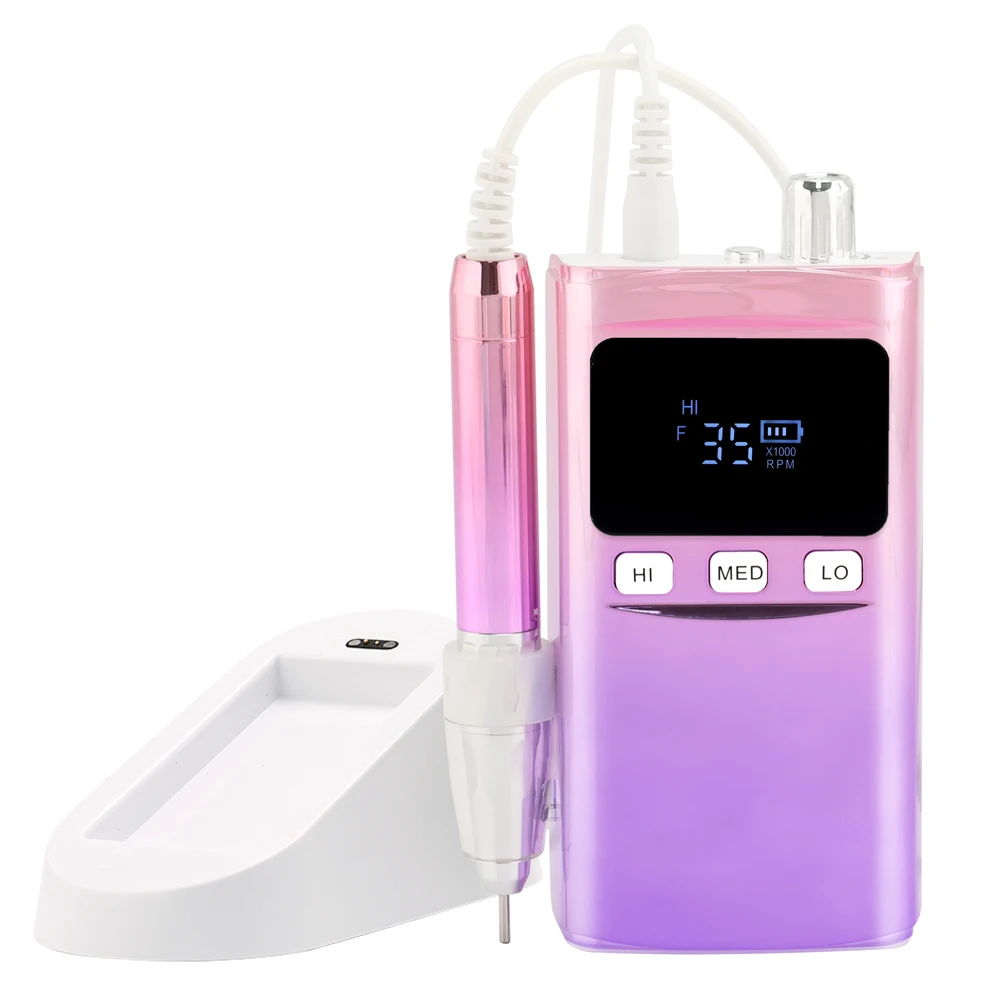 Smart Brushless 85W Cordless Portable Nail Drill Machine 35000RPM Rechargeable Manicure Electric Nail File Drill Slim Pen