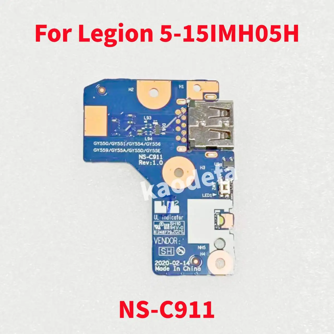 NS-C911 For Lenovo Legion 5-15IMH05H 5P-15IMH05H USB Power Botton Board 100% Tested Fast Ship