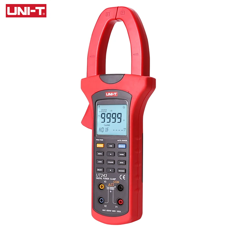 Imagem -05 - Uni-t Digital Clamp Meter Braçadeira Amperométrica True Rms ac Corrente Tensão Tester Freqüência Medidor Fator de Fase Power Test Ut243