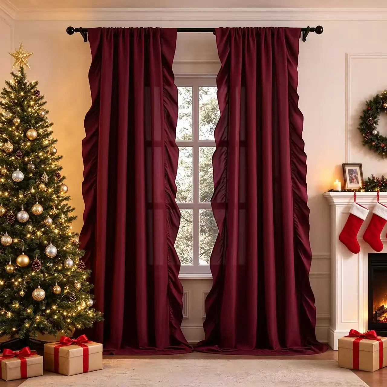 Ruffled Cotton Sheer Curtains Washed Crinkle Texture Rod Pocket Window Drapes Boho Shabby Chic Home Decor 1 Panel