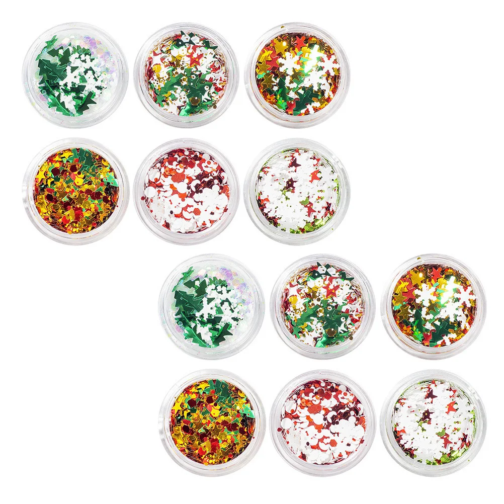 

12 Boxes Christmas Nail Sequins High Quality Materials Safe for Nails Great Gift for Women and Mothers Nail Art Glitter