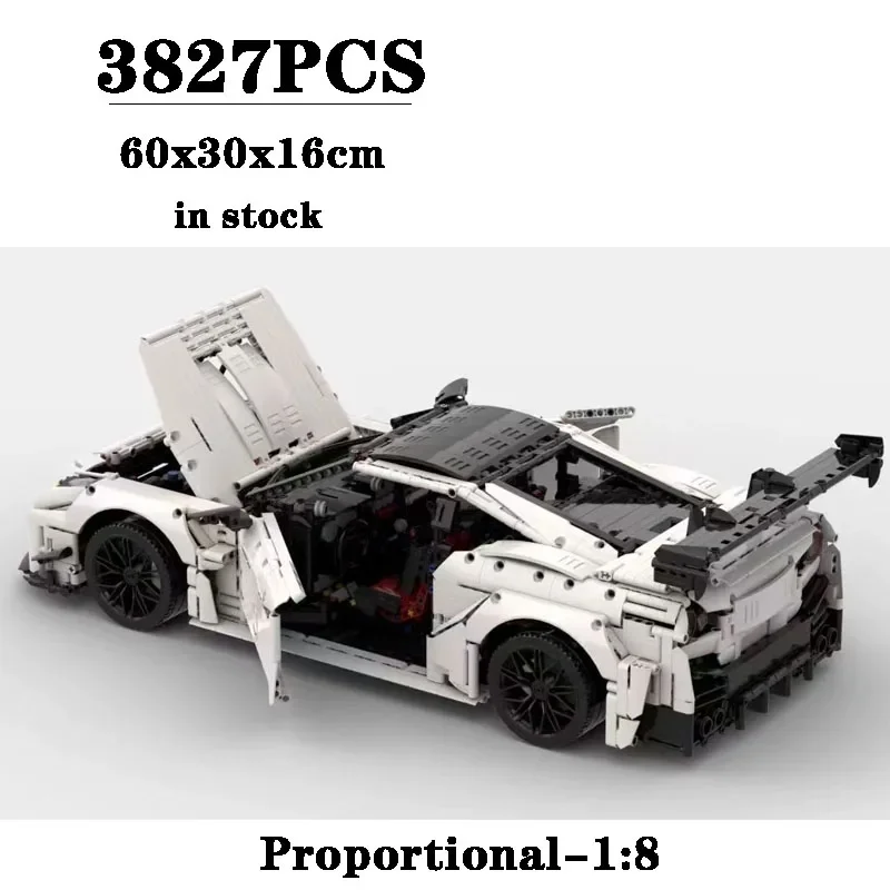 Building Block MOC Sports Car GTR35 Static Racing Car Construction Ratio 1:8 Model 3827PCS Children Birthday Gift Christmas Toy