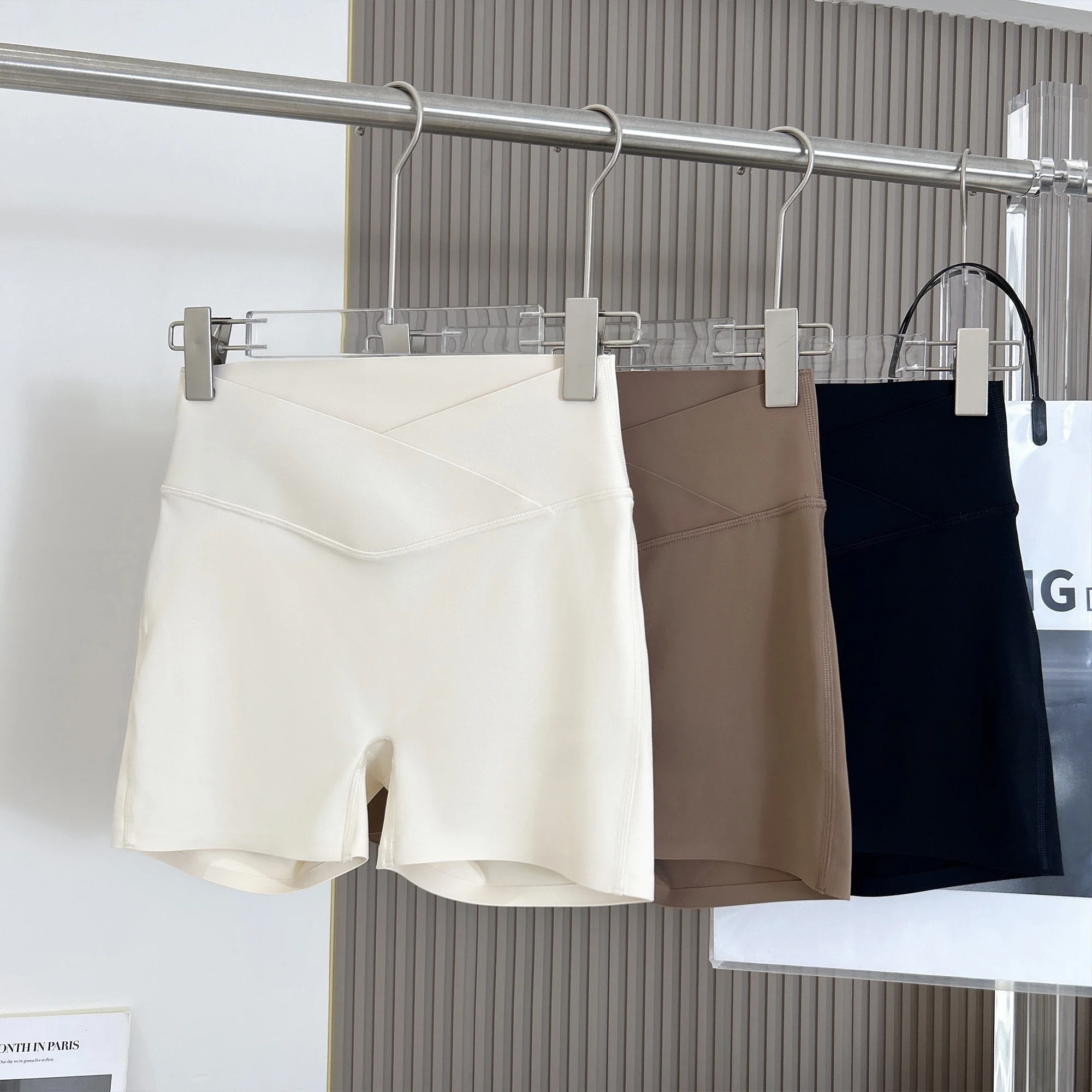 

Женские летние облегающие шорты с перекрестной талией для фитнеса, йоги и бега, удлиненные, прикрывающие ягодицы, длиной три четверти