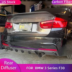 For BMW 3 Series F30 M Sport 4-Door 2012-2017 Carbon Fiber Rear Bumper Diffuser Lip Spoiler Car Rear Lip 2 Side 1 Outlet