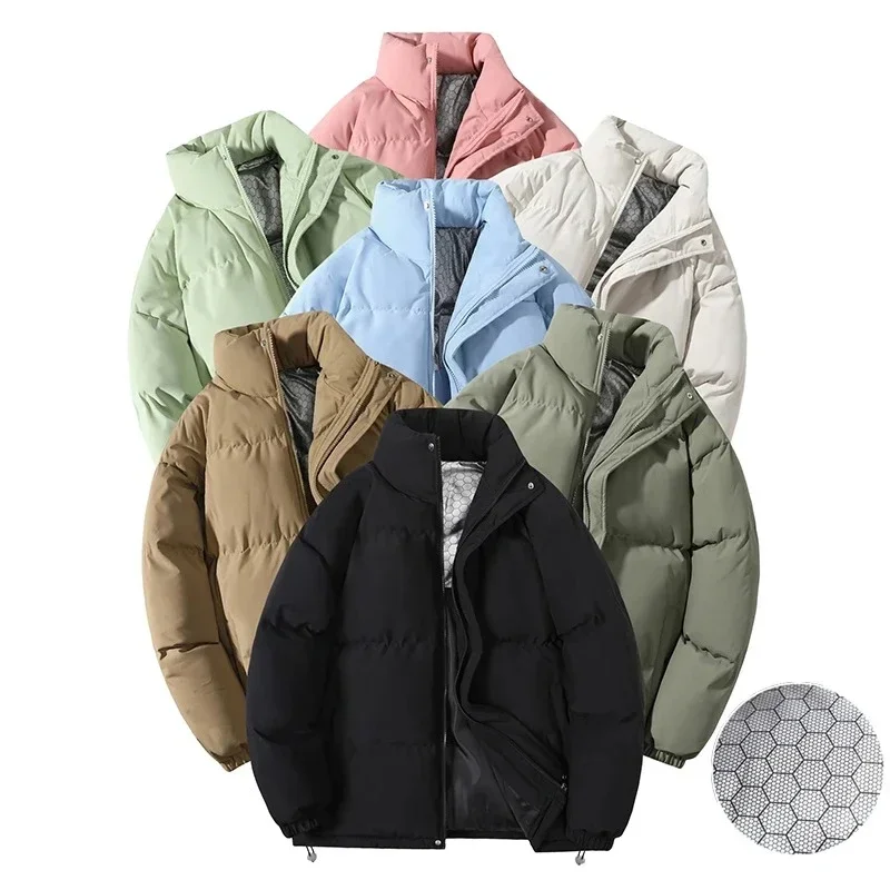 

Winter Over Sized Parkas Men's Cotton Padded Jacket Unisex Bread Jacket Coldproof Waterproof Warm Thermal Thick Coat
