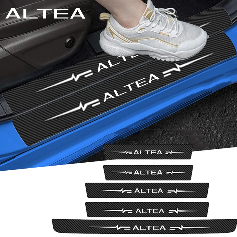 Carbon Fiber Sticker Car  Accessories For Altea Door Threshold Anti Scratch Decals Film Auto Rear Trunk Bumper Strips For Seat