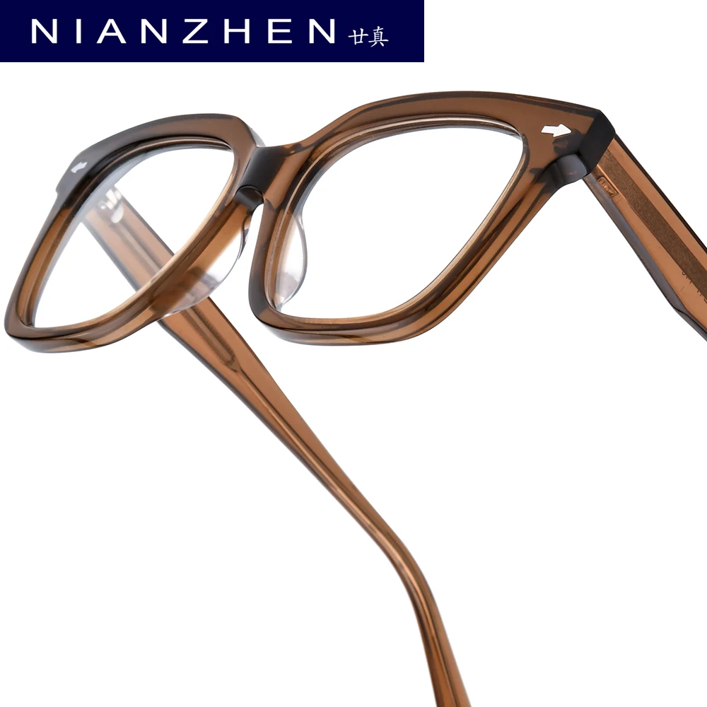 

NIANZHEN Acetate Eyeglasses Men New Square Brand Design Glasses Frame Women Retro Vintage Eyewear Japanese Spectacles 88028