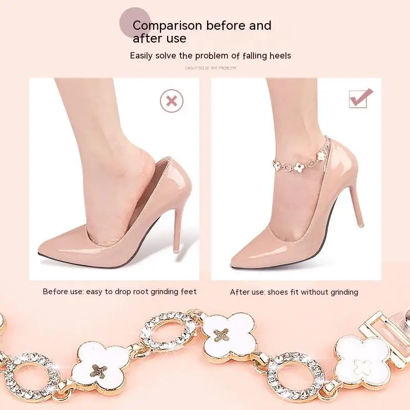 Women Shoelace High Heels Anti-loose Shoe Strap Belt Adjustable Lazy Sandals Slippers No Tie Buckle Daisies Clover Pearls Laces