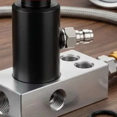 Black 11mm Thread For gas Refill Adapter with 8mm Quick Disconnect Male Stainless Steel 56mm Compact 72g Fitting