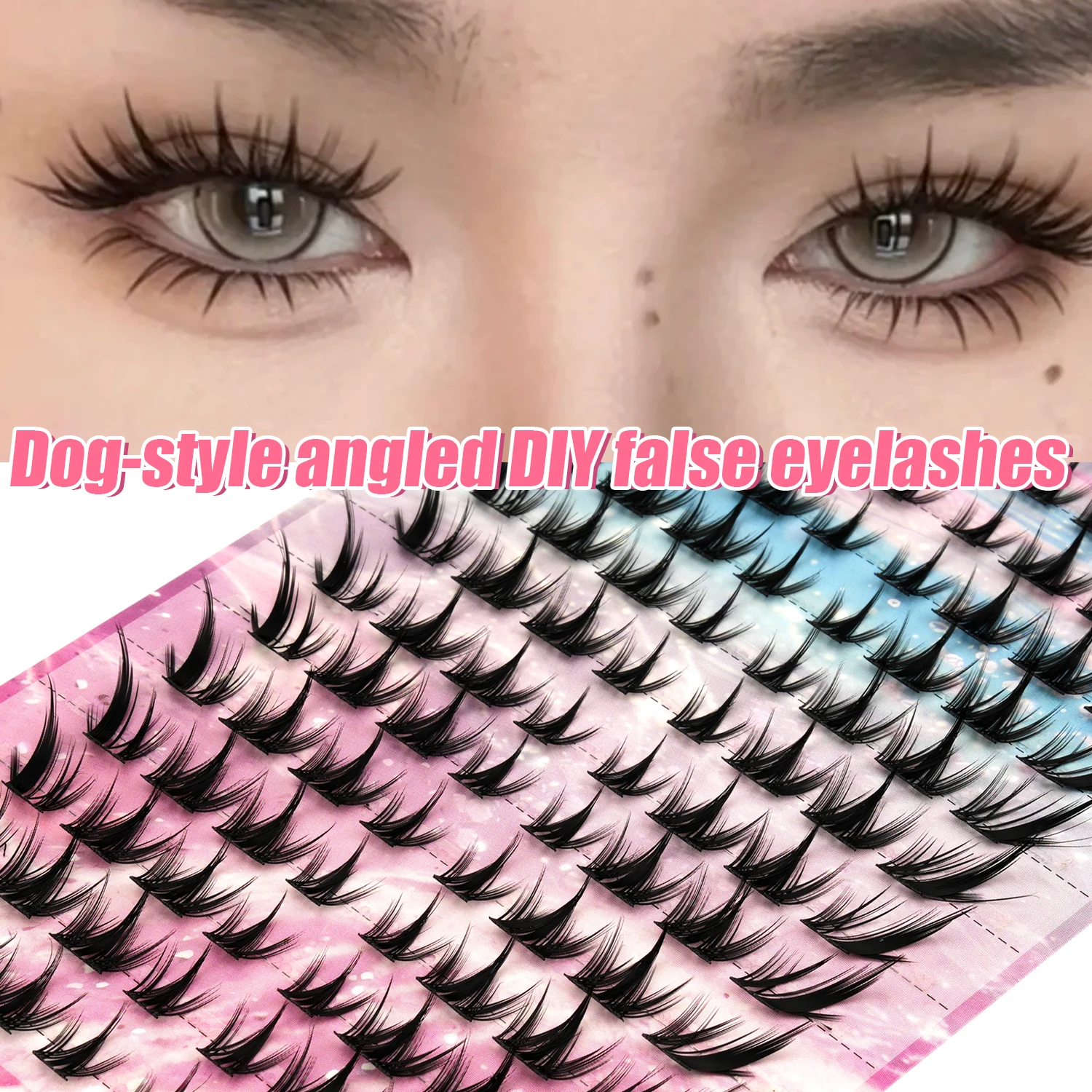 Faux Mink Lash - 강아지 모양의 각진 DIY 클러스터 속눈썹,