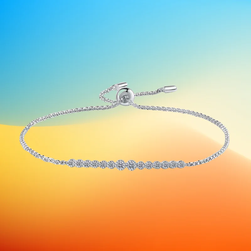 

Valentine's Day 18K White Gold Bracelets Women Wedding Fine Jewelry 0.24 CT Moissanite Diamond Girlfriend Birthday Gift Daughter