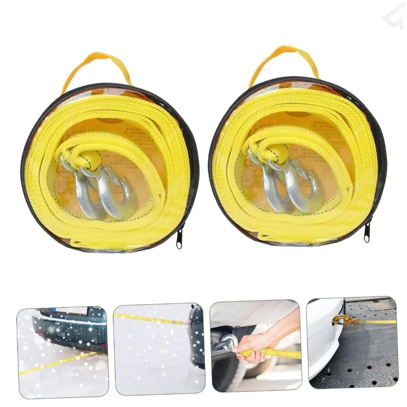5Ton Car  Heavy Duty Trailer Tow Rope 4/5Meters Outdoor Emergency Strap Hooks Nylon Recovery Car Accessories Pull Rope Towing