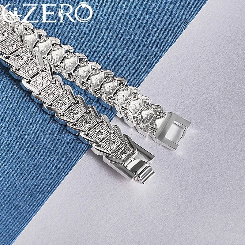 ALIZERO 925 Sterling Silver Wristband Chain Bracelet For Men Women Wedding Engagement Party Fashion Jewelry Gift